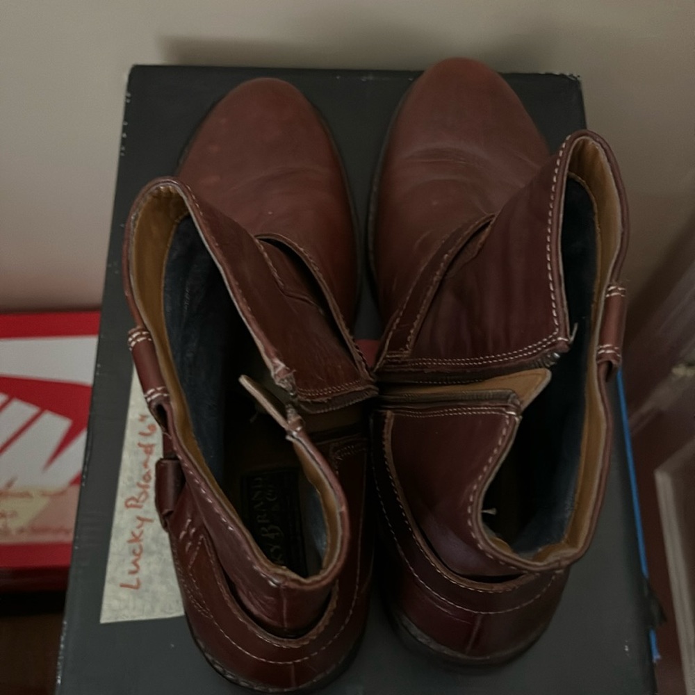 Lucky brand zip 6” harness boots, size 9D
